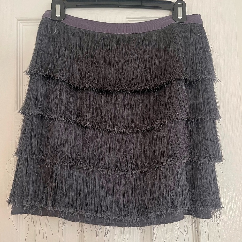 Intermix fringe skirt. Navy size 2